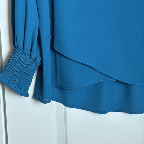 Karen Kane Teal Blue Blouse - Picture 5 of 9